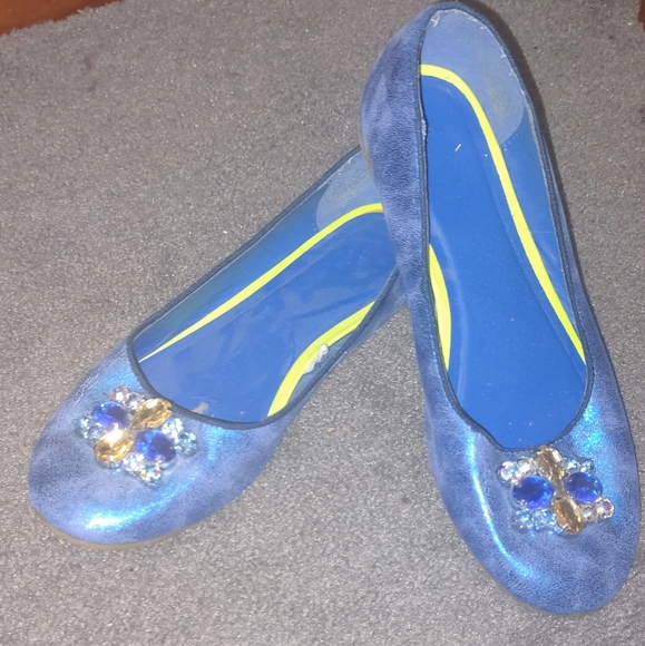 Jewelled blue ballet flats - Picture 3 of 3